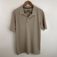The Foundry Polo Shirt Mens LT Tall Large Beige Short Sleeve 100% Cotton Classic