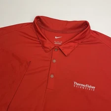 Nike Thermo Fisher Scientific Polo Shirt Mens 3XL Red Short Sleeve Stretch Golf