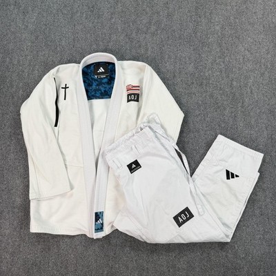 Adidas AOJ BJJ Gi Kimono Set Mens A1 Medium White Jiu Jitsu Jacket Pants Adult