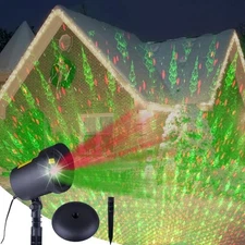Christmas Laser Lights Outdoor Projector, Waterproof Red and Green Star Tree 