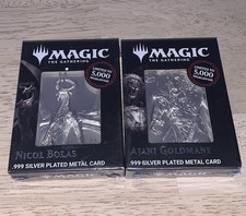 Ajani Goldmane Nicol Bolas versilberte Metallkarte Magic The Gathering Fanattik