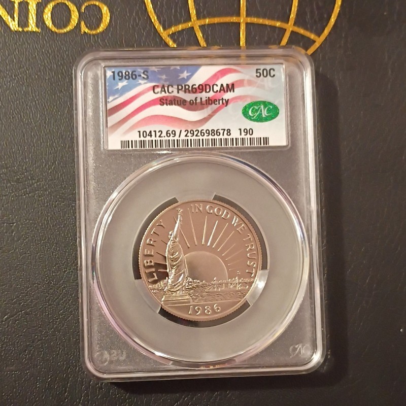 1986-S Statue of Liberty Commemorative Proof 50C CAC PR69 DCAM Coin
