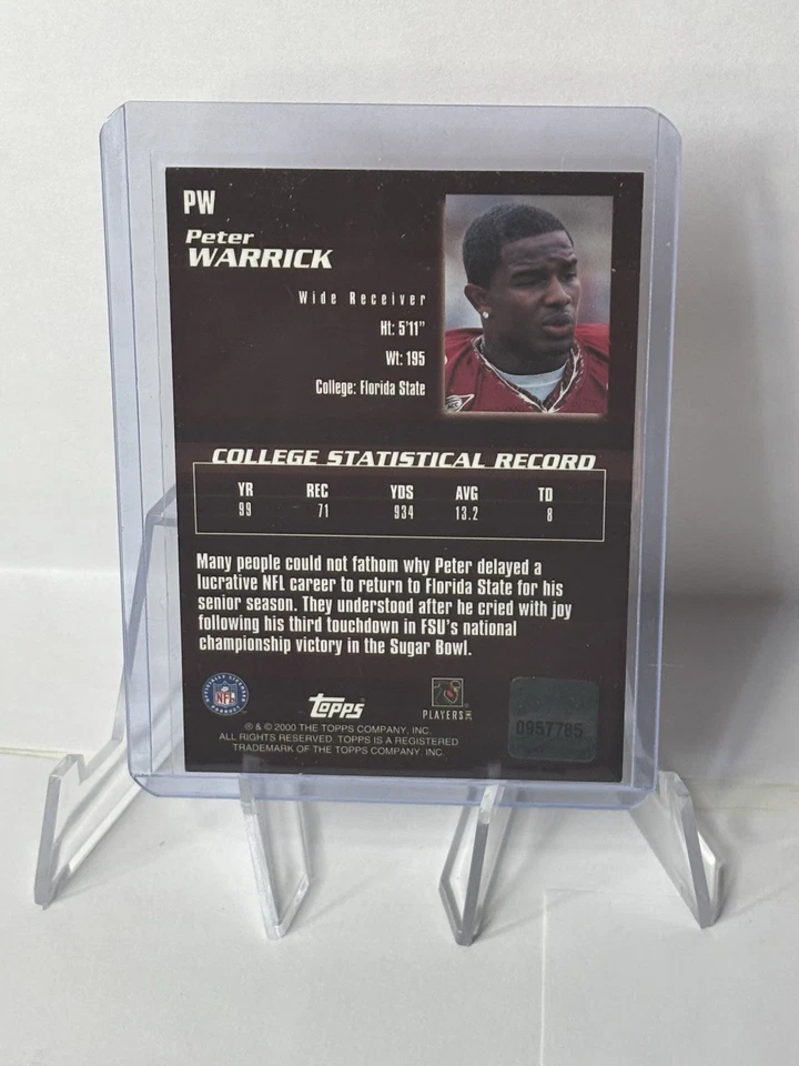 2000 Topps Certified Autograph Peter Warrick RC Rookie Florida State Legend Rare - Image 3 of 4