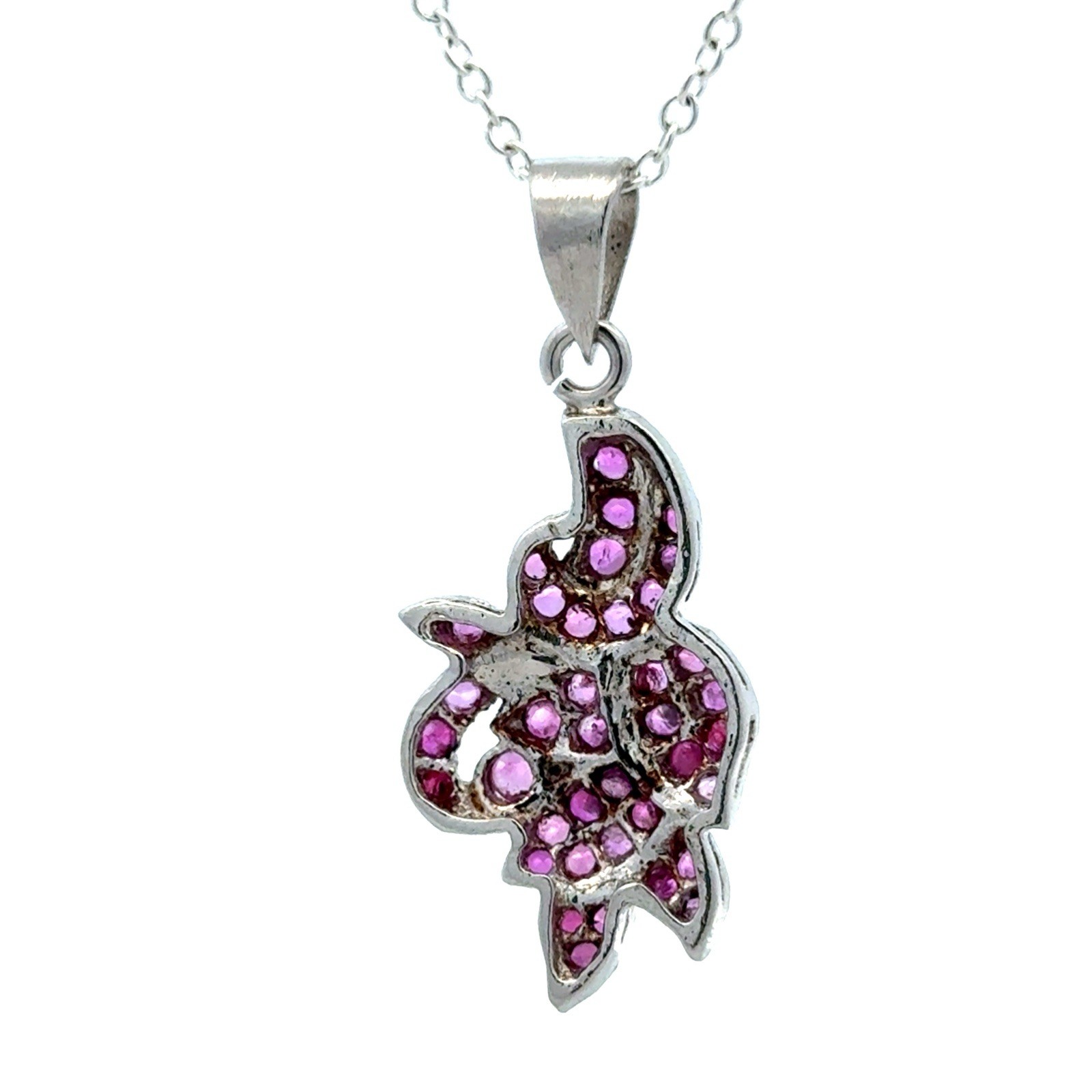 Estate 925 Sterling Silver Ruby Cluster Floral Le… - image 4