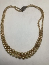 Victorian Era Faux Pearl Graduated Double Strand Sterling Silver Catch
