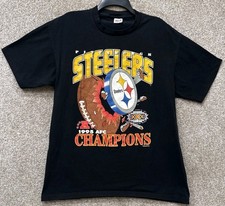 Vintage 90s Mens XL Pittsburgh Steelers 1995 AFC Champions Single Stitch T-Shirt