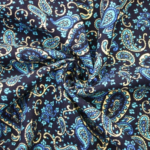100% Cotton Corduroy Fabric Paisley Pattern Teardrop Floral - Picture 3 of 4