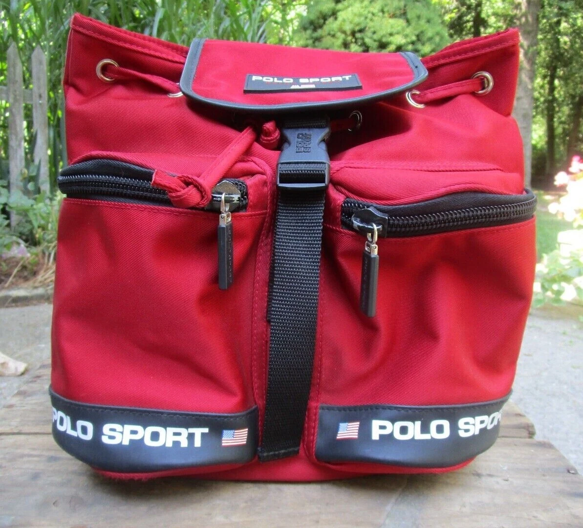 Ralph Lauren Polo Sport Vintage Rucksack Backpack Red School Bag