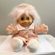 Vintage Russ Troll Doll Plush Berrie Girl Pink Hair and Dress