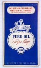 Vintage 1950s Pure Oil Delaware Maryland Virginias Trip Road Map Brochure