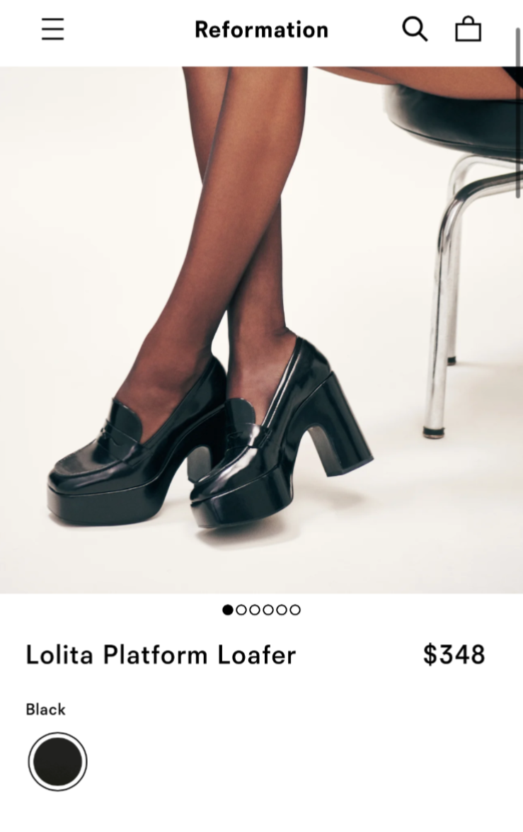 Reformation Lolita Platform Loafer Shoes - Black - Women display picture 1