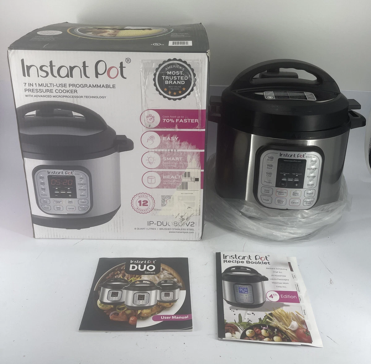 Instant Pot IP-DUO80 V2 8 Quart 8qt 7 in 1 Pressure Cooker Slow Cooker  Crockpot