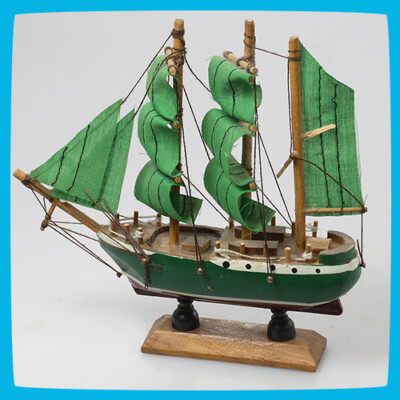 Vintage Schreibtischregal Kaminsims Tisch Wohnkultur grün Segelboot Schiff Holzmodell