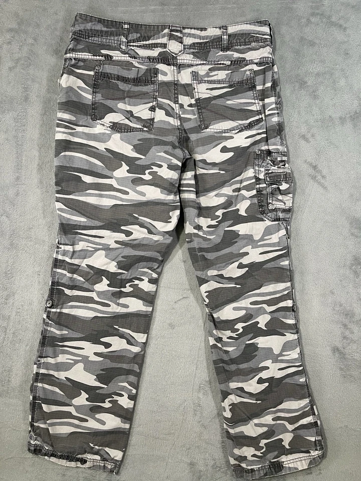 Calça Cabelas Cargo Feminina 10 Cinza Camuflagem Caça Ao Ar Livre Baggy Cintura Média Reta - Imagem 2 de 4