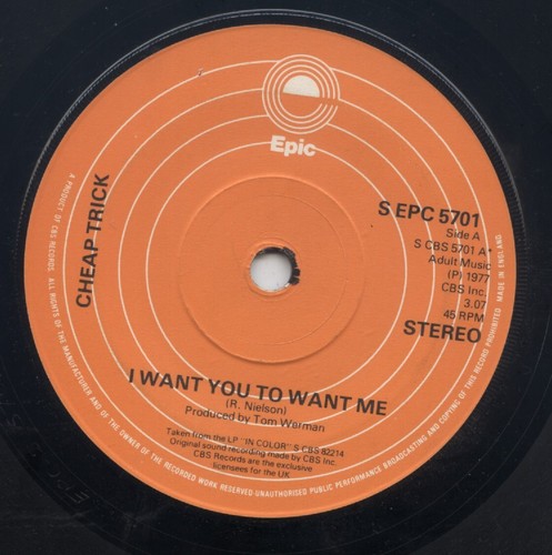 CHEAP TRICK - I WANT YOU TO WANT ME. 1977 UK ROCK 7" SINGLE. - Picture 2 of 3