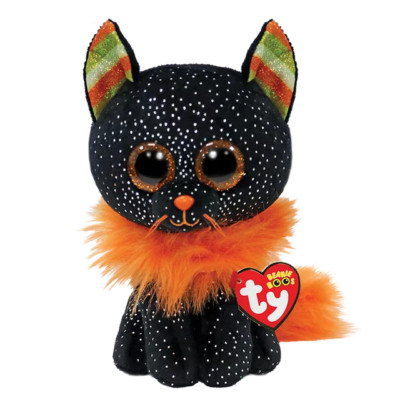 Ty Beanie Boos   MORTICIA The Halloween Orange & Black Cat 6'' Plush New MWMT's