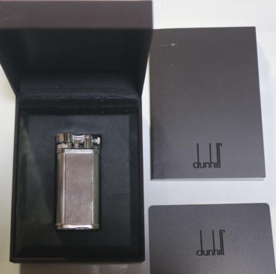 Unused Dunhill Gas lighter Silver unique hammer with box