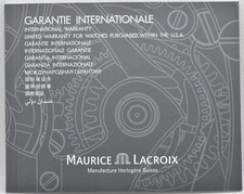 Maurice Lacroix Watch Warranty Guarantee Booklet