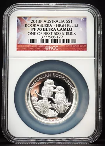 2013P Australia $1 KOOKABURRA - High Relief 1oz One of First 500 Struck NGC PF70