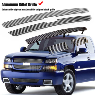 Chrome Front Grill Insert For 2003-2005 Silverado 1500 / 2500 / 3500 - Polished Aluminum Billet Grille