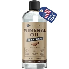 Kate Naturals Mineral Oil for Wood Cutting Board Oil, Butcher Block, and Knife
