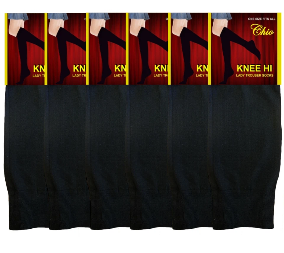 6 pares de medias semi transparentes NEGRAS hasta el muslo medias de nylon hasta la rodilla Foto 2 de 4