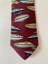 Gant Men's Necktie Tie Silk Maroon Boat Nautical Theme Satin Made in USA