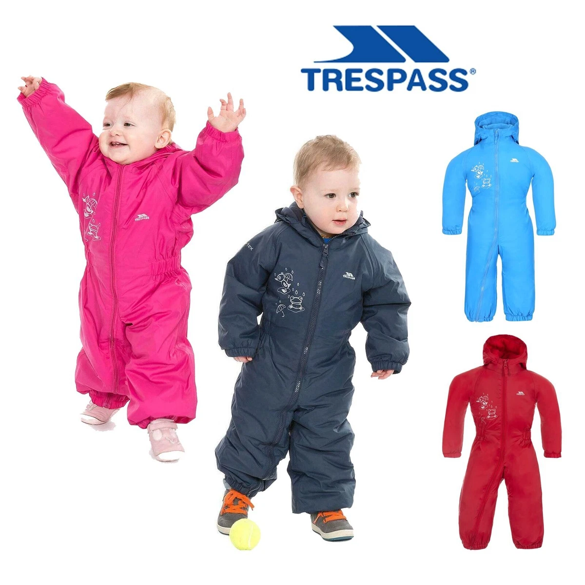 Trespass Babies Rain Suit Hooded All in One Breathable Dripdrop