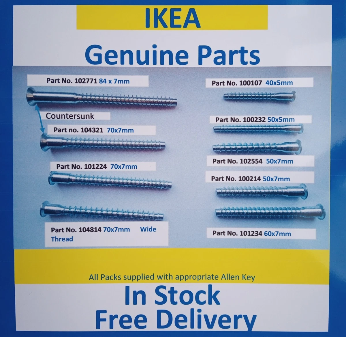Ikea screw size on sale chart