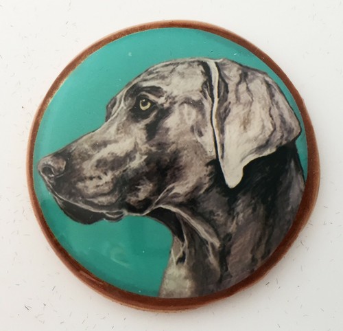 Weimaraner Hund Original Kunst Brosche Anstecknadel - Bild 1 von 3