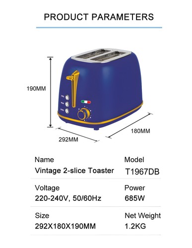 Vintage-Style Electric 2-Slice Toaster – Stainless Steel & Retro Design - Picture 33 of 108