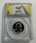 1962 PROOF 90% Silver Washington Quarter ANACS PF-67 This Exact Slab/ Cert #