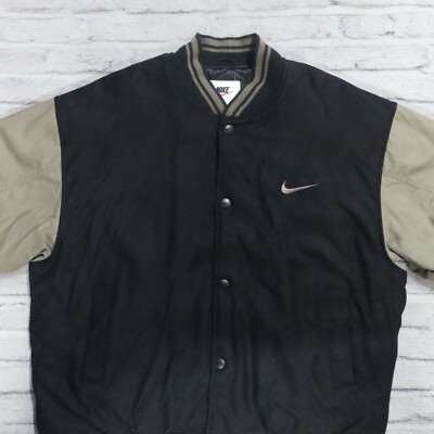 Vintage 90s Nike Swoosh Bomber Jacket Size 2XL Black Made in