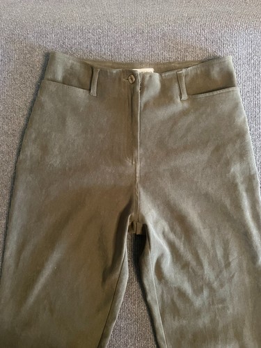 Contempo Pants Green Pockets Zip Velvet Straight Leg Corporate Womens Size S - Picture 2 of 8