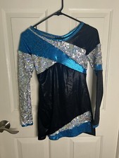 A Wish Come True Blue and Black Sequin Dance Costume - Size LC Large Child 