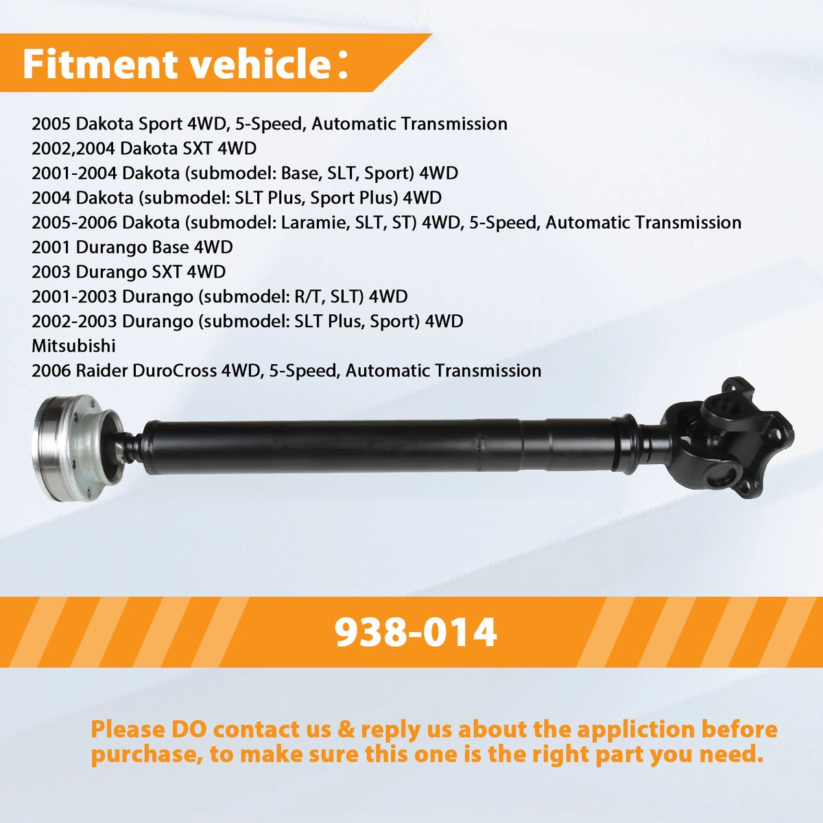 2001-2006 Dodge Dakota 3.7L 4.7L Front Drive Shaft