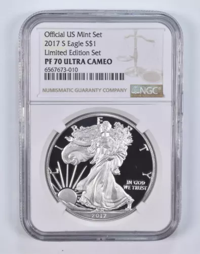 2017-S PF70 UCAM American Silver Eagle Limited Edition Set NGC Brown Label