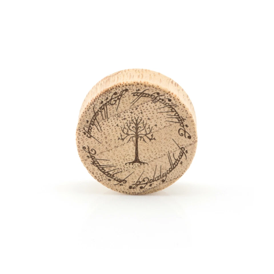 Tapón para los oídos de madera del Señor de los Anillos Árbol de Gondor - Grabado láser doble acampanado Foto 3 de 4