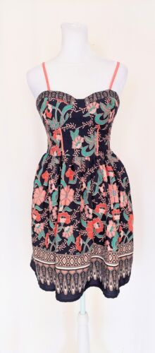 Band of Gypsies Size Small Dress Spaghetti Strap Black Floral Adjustable Straps