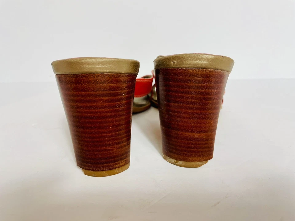 Винтажный Danelle Y2K красный ремни квадратный с открытым носком Mules каблуки скольжения на 8 1/2 кожи - Изображение 4 из 4