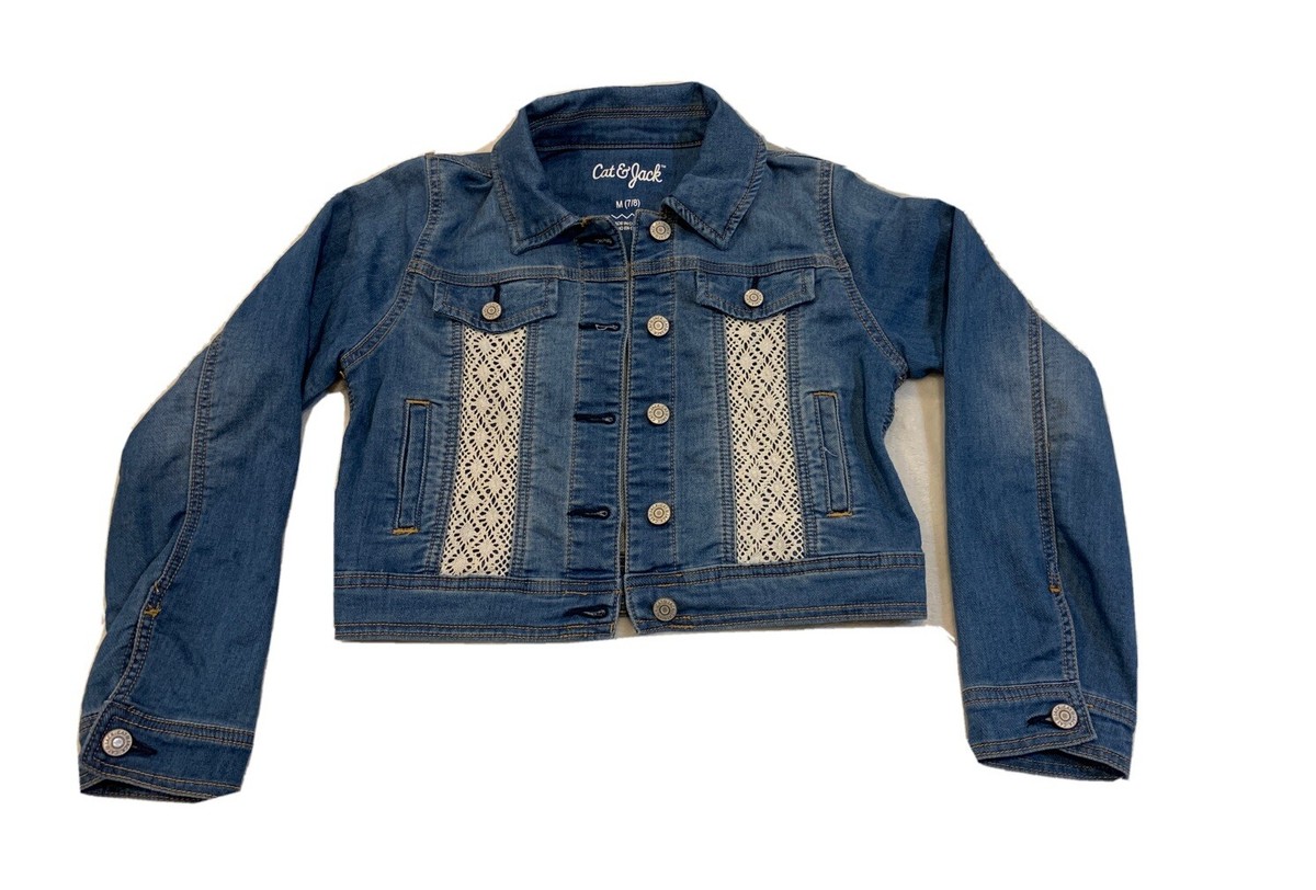 Girls Cat Jack Jean Jacket Size M (7/8)