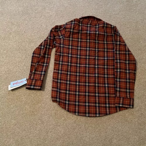 Cat & Jack Boys Med (8-10) Button Down Long Sleeve Red/Orange/Brown Dress Shirt - Picture 2 of 3