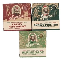 New! Dr. Squatch Limited Edition Holiday Soap Bars Pine Sage Peppermint Lot Of 3