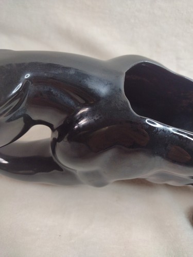 Maceta de cerámica vintage MCM 1950 merodeando Black Panther Jaguar 16" - Imagen 10 de 12