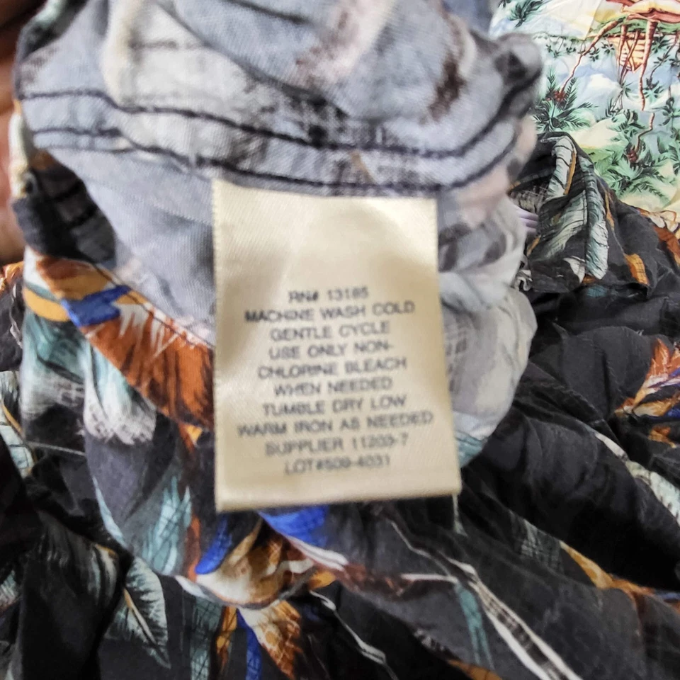 Camisa con botones Island Shores para hombre 2XL gris floral cuello de palmeras hawaiano Foto 3 de 4