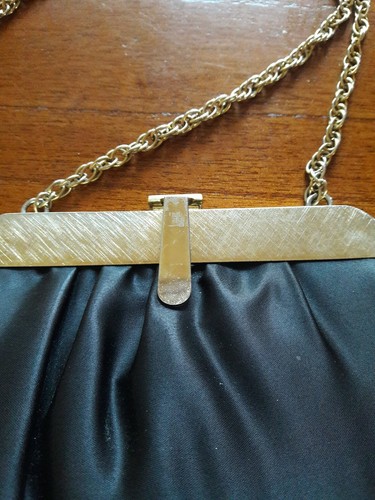 Vintage Ande Handtasche schwarz Viskose Satin Geldbeutel - Bild 2 von 8