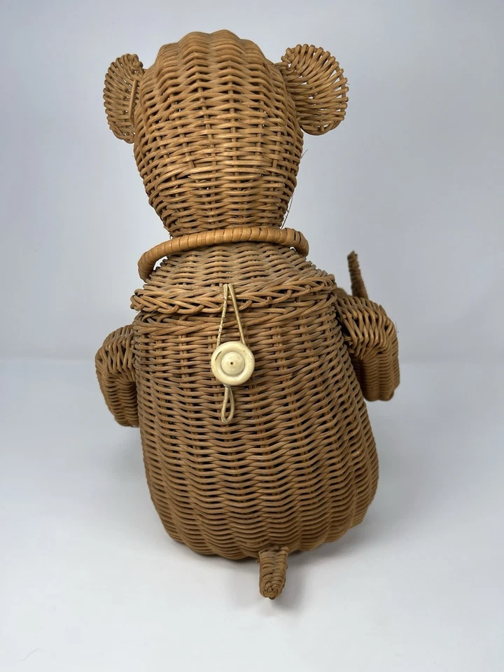 Cartera de colección grande figurativa mono mimbre ratán animal tejido a mano cesta artista Foto 3 de 4
