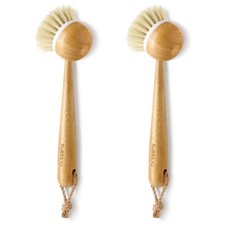 Dish Brush With Handle Natural Bamboo Dish Scrubber Brush Kitchen Dishwashing Br