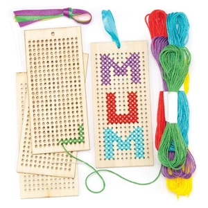 Wooden Bookmark Cross Stitch Kits, 4 Pack