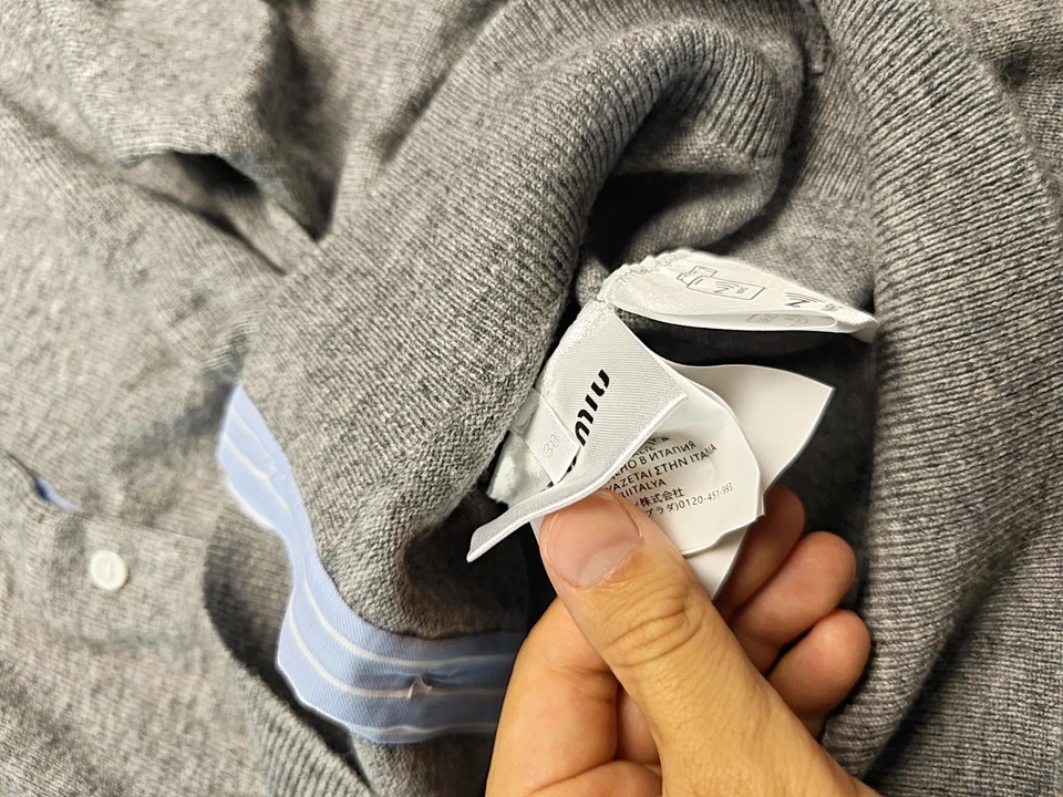 Miu Miu 灰色领长袖 Polo 上衣 38 中号 — 第 4/4 张图片